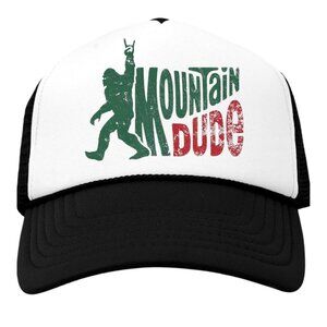 Mountain Dude Bigfoot Sasquatch Black Trucker Snapback Hat